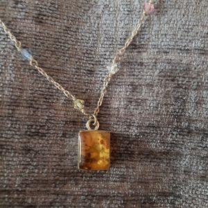 925 Silver with Crystals Pressed Flowers Pendant